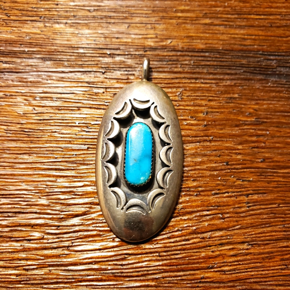 Vintage Sterling Silver Turquoise Pendant